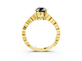 Yellow gold Fancy Black Oval Cut Solitaire Diamond Ring with Infinity Twist Band and Four-Prong Setting_3