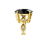 Yellow gold Fancy Black Oval Cut Solitaire Diamond Ring with Infinity Twist Band and Four-Prong Setting_5