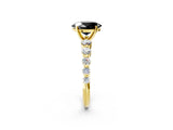 Yellow gold Fancy Black Oval Cut Solitaire Diamond Ring with Pave Band and Four-Prong Setting_2