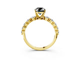 Yellow gold Fancy Black Oval Cut Solitaire Diamond Ring with Pave Band and Four-Prong Setting_3