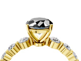 Yellow gold Fancy Black Oval Cut Solitaire Diamond Ring with Pave Band and Four-Prong Setting_4