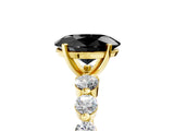 Yellow gold Fancy Black Oval Cut Solitaire Diamond Ring with Pave Band and Four-Prong Setting_5