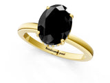Yellow gold Fancy Black Oval Cut Solitaire Diamond Ring with Prong Setting and Plain Band_1