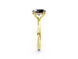 Yellow gold Fancy Black Oval Cut Solitaire Diamond Ring with Prong Setting and Plain Band_2