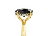 Yellow gold Fancy Black Oval Cut Solitaire Diamond Ring with Prong Setting and Plain Band_5