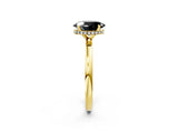Yellow gold Fancy Black Oval Cut Solitaire Engagement Ring with Cathedral Band and Four-Prong Setting_2