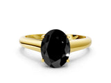 Yellow gold Fancy Black Oval Cut Solitaire Engagement Ring with Tapered Band and Four-Prong Setting_3