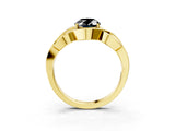 Yellow gold Fancy Black Oval Cut Solitaire Intertwined Band Prong Setting Ring_3