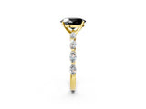 Yellow gold Fancy Black Oval Cut Solitaire Marquise Side Stone Prong Setting Ring_2