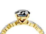 Yellow gold Fancy Black Oval Cut Solitaire Marquise Side Stone Prong Setting Ring_4