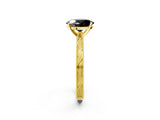 Yellow gold Fancy Black Oval Cut Solitaire Milgrain Engraved Band with Four-Prong Setting_2