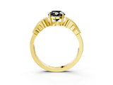 Yellow gold Fancy Black Oval Cut Solitaire Milgrain Leaf Band with Prong Setting_3