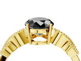 Yellow gold Fancy Black Oval Cut Solitaire Milgrain Leaf Band with Prong Setting_4