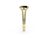 Yellow gold Fancy Black Oval Cut Solitaire Split Shank Pavé Diamond Engagement Ring_2