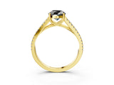 Yellow gold Fancy Black Oval Cut Solitaire Split Shank Pavé Diamond Engagement Ring_3