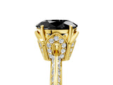 Yellow gold Fancy Black Oval Cut Solitaire Split Shank Pave Diamond Engagement Ring with Four-Prong Setting_23