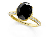 Yellow gold Fancy Black Oval Cut Solitaire Split Shank Pave Diamond Engagement Ring with Four-Prong Setting_49