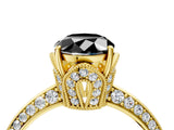Yellow gold Fancy Black Oval Cut Solitaire Split Shank Pave Diamond Engagement Ring with Four-Prong Setting_52