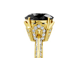 Yellow gold Fancy Black Oval Cut Solitaire Split Shank Pave Diamond Engagement Ring with Four-Prong Setting_53