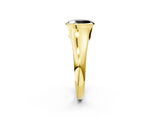 Yellow gold Fancy Black Oval Cut Solitaire Tension Set Diamond Ring with Split Shank Band_2