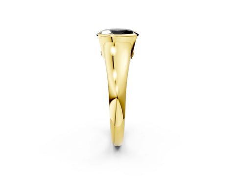 Yellow gold Fancy Black Oval Cut Solitaire Tension Set Diamond Ring with Split Shank Band_2
