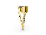 Yellow gold Fancy Black Oval Cut Solitaire Tension-Set Diamond Split Shank Ring_2