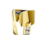 Yellow gold Fancy Black Oval Cut Solitaire Tension-Set Diamond Split Shank Ring_5