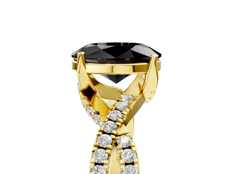Yellow gold Fancy Black Oval Cut Solitaire Twist Pave Diamond Engagement Ring with Prong Setting_5