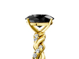 Yellow gold Fancy Black Oval Cut Solitaire Twisted Band with Pavé Accents and Four-Prong Setting_5