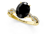 Yellow gold Fancy Black Oval Cut Solitaire Twisted Pave Band with Four-Prong Setting_4