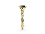 Yellow gold Fancy Black Oval Cut Solitaire Twisted Pave Band with Four-Prong Setting_5