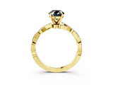 Yellow gold Fancy Black Oval Cut Solitaire Twisted Pave Band with Four-Prong Setting_6
