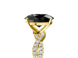 Yellow gold Fancy Black Oval Cut Solitaire Twisted Pave Band with Four-Prong Setting_8