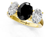 Yellow gold Fancy Black Oval Cut Three-Stone Diamond Ring with Prong Setting on a Classic Band_13