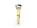 Yellow gold Fancy Black Oval Cut Three-Stone Diamond Ring with Prong Setting on a Classic Band_14