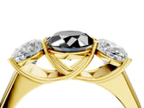 Yellow gold Fancy Black Oval Cut Three-Stone Diamond Ring with Prong Setting on a Classic Band_16