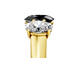 Yellow gold Fancy Black Oval Cut Three-Stone Diamond Ring with Prong Setting on a Classic Band_17