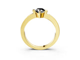 Yellow gold Fancy Black Pear Cut Brilliant Channel-Set Diamond Ring with Bezel Prong Setting_3