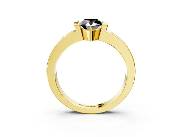 Yellow Gold Pear-Shaped Tension Style Engagement Ring Setting for Black Center