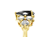 Yellow gold Fancy Black Pear Cut Brilliant Diamond Cluster Accent Solitaire Ring with Prong Setting_5