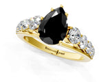 Yellow gold Fancy Black Pear Cut Brilliant Diamond Pavé Band with Six-Prong Setting_13