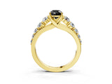 Yellow gold Fancy Black Pear Cut Brilliant Diamond Pavé Band with Six-Prong Setting_15