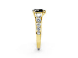 Yellow gold Fancy Black Pear Cut Brilliant Diamond Pavé Band with Six-Prong Setting_2