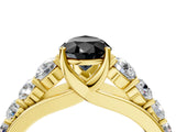 Yellow gold Fancy Black Pear Cut Brilliant Diamond Pavé Band with Six-Prong Setting_4