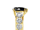 Yellow gold Fancy Black Pear Cut Brilliant Diamond Pavé Band with Six-Prong Setting_5