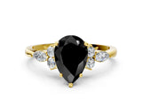 Yellow gold Fancy Black Pear Cut Brilliant Diamond Solitaire Ring with Pear Side Stones and Four-Prong Setting_3
