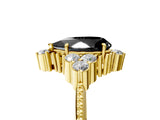 Yellow gold Fancy Black Pear Cut Brilliant Diamond with Cluster Setting on a Beaded Band and Four-Prong Setting_5