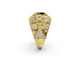 Yellow gold Fancy Black Pear Cut Brilliant Halo Pave Diamond Milgrain Ring_2
