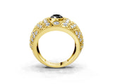Yellow gold Fancy Black Pear Cut Brilliant Halo Pave Diamond Milgrain Ring_3