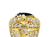 Yellow gold Fancy Black Pear Cut Brilliant Halo Pave Diamond Milgrain Ring_5